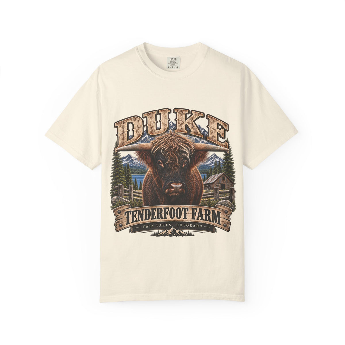 Duke Highland Bull T-Shirt  Tenderfoot Farm Colorado