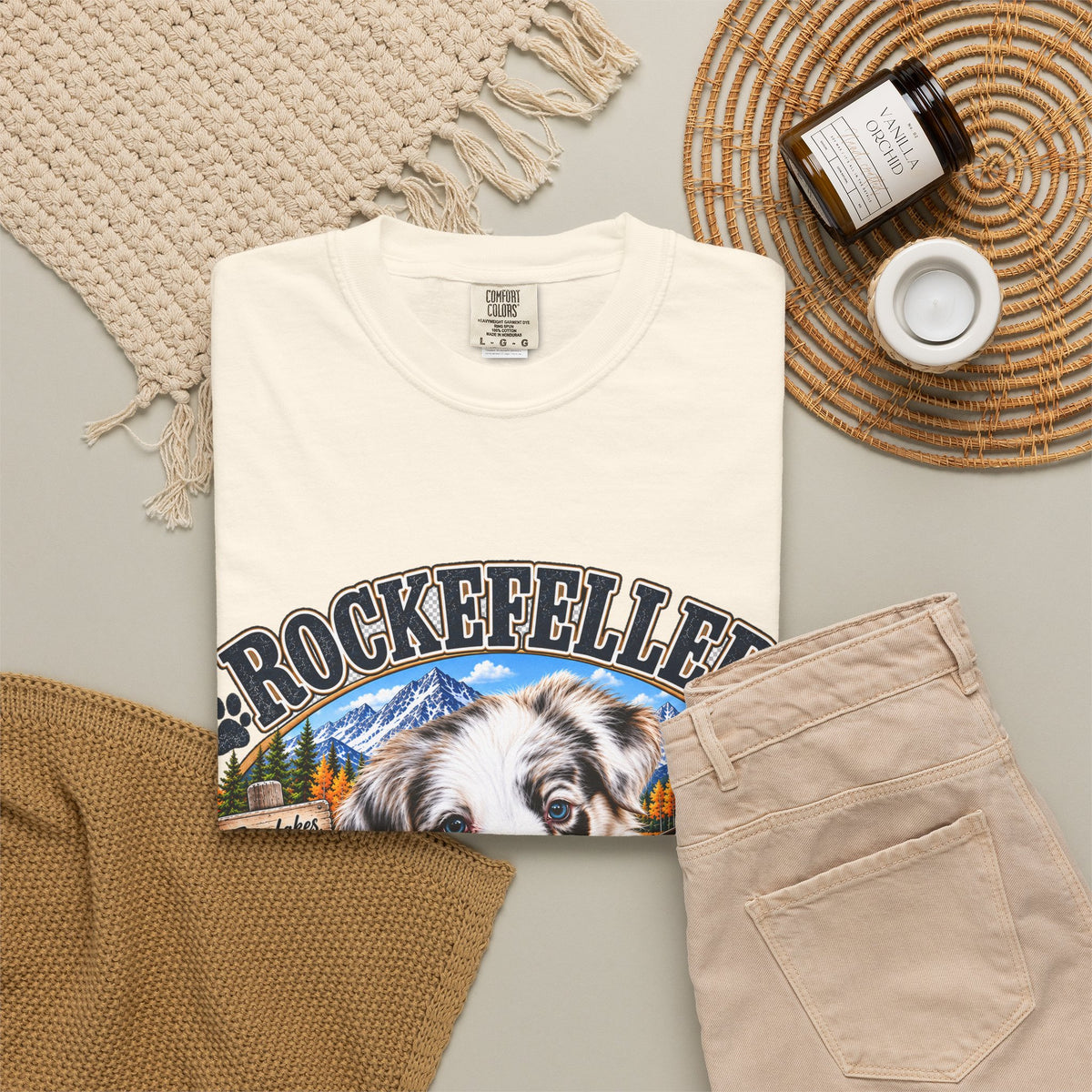 Rockefeller Aussie T-Shirt  Tenderfoot Farm Colorado