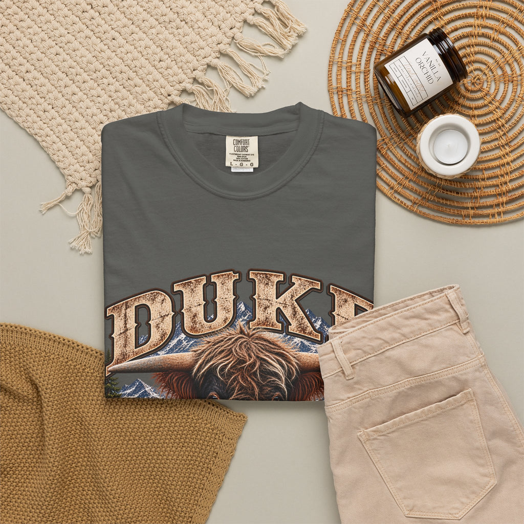 Duke Highland Bull T-Shirt  Tenderfoot Farm Colorado