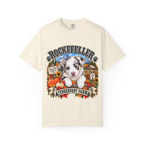 Rockefeller Aussie T-Shirt  Tenderfoot Farm Colorado