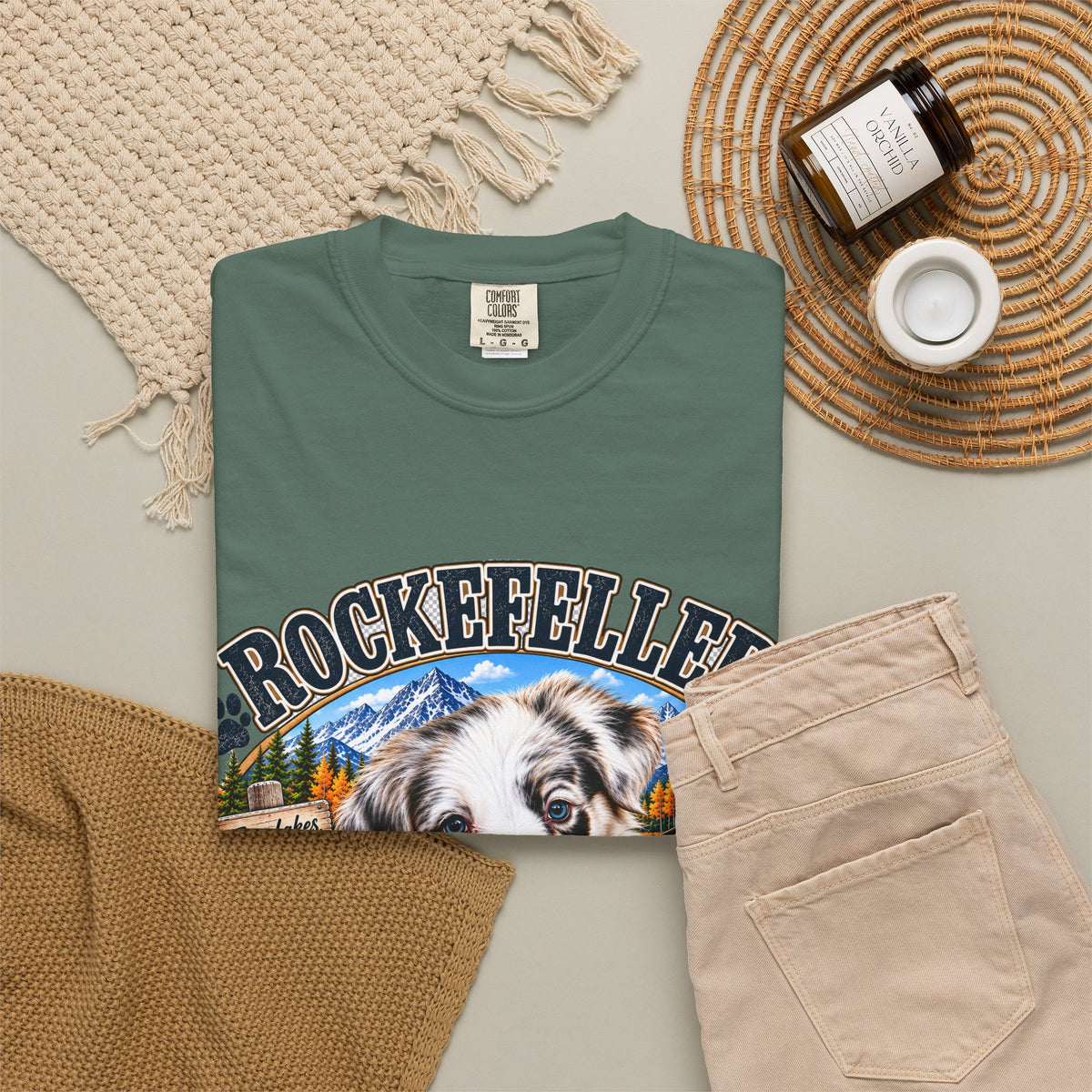 Rockefeller Aussie T-Shirt  Tenderfoot Farm Colorado