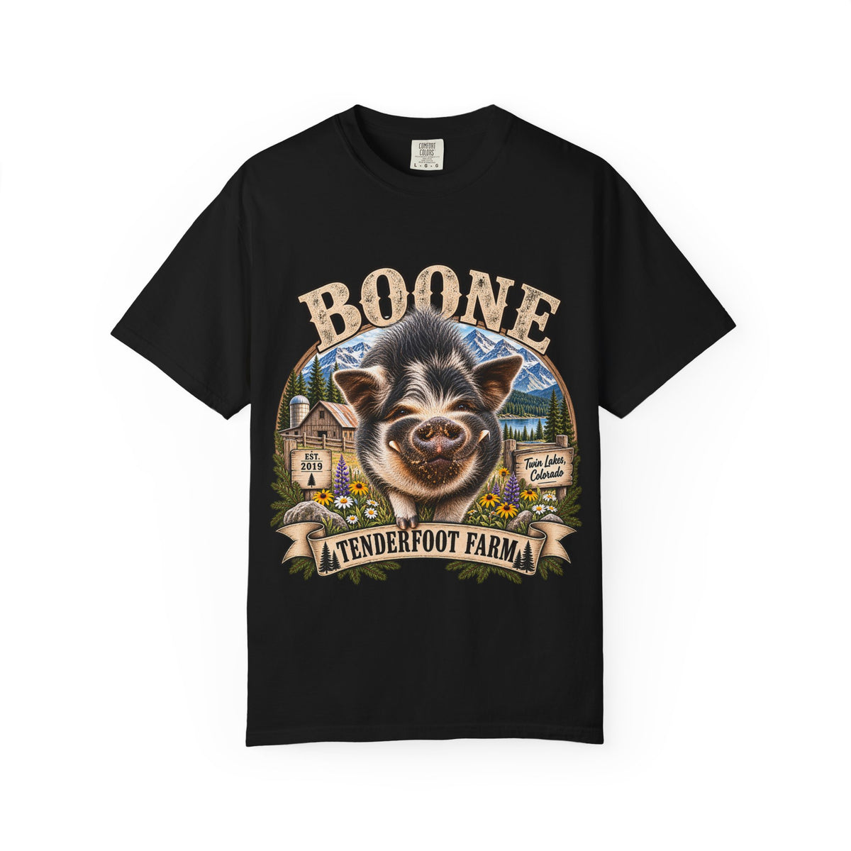 Boone KuneKune T-Shirt Tenderfoot Farm Colorado