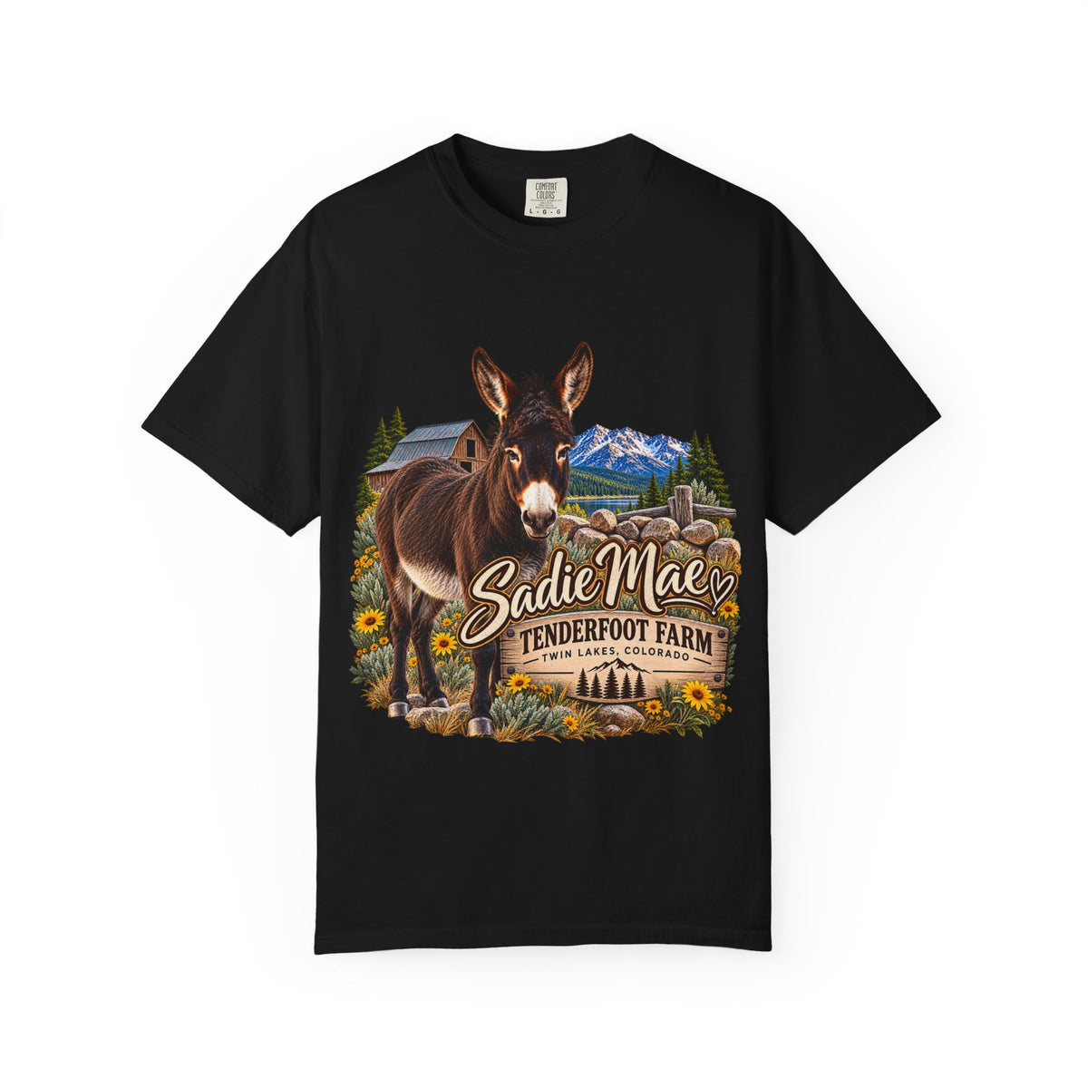 Sadie Mae Donkey T-Shirt  Tenderfoot Farm Colorado