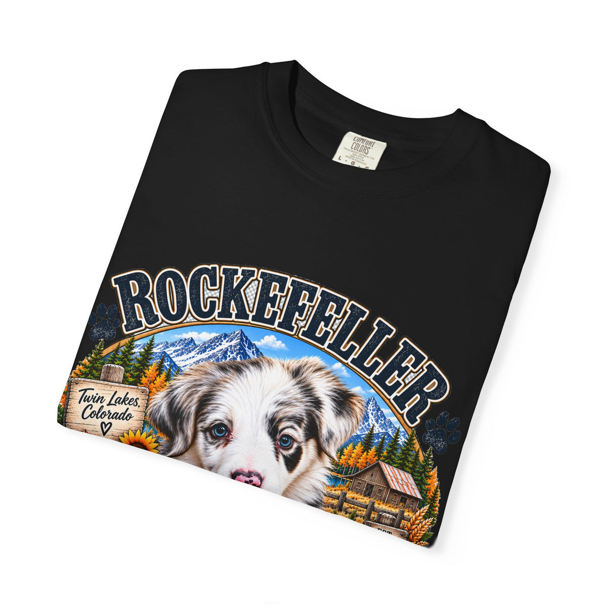 Rockefeller Aussie T-Shirt  Tenderfoot Farm Colorado