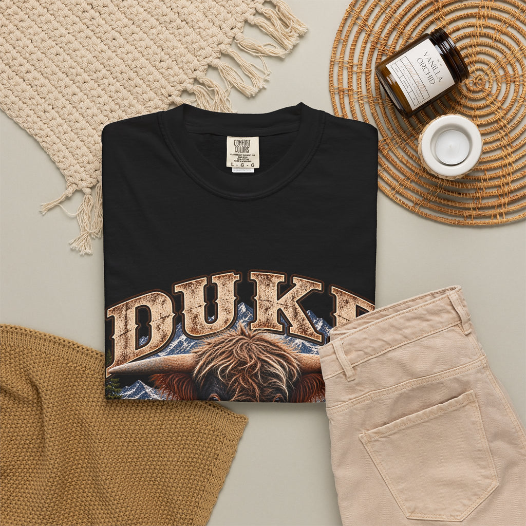 Duke Highland Bull T-Shirt  Tenderfoot Farm Colorado