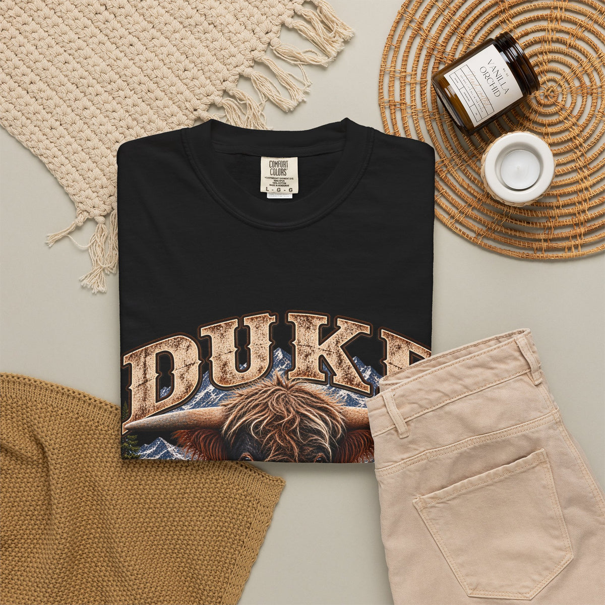 Duke Highland Bull T-Shirt  Tenderfoot Farm Colorado