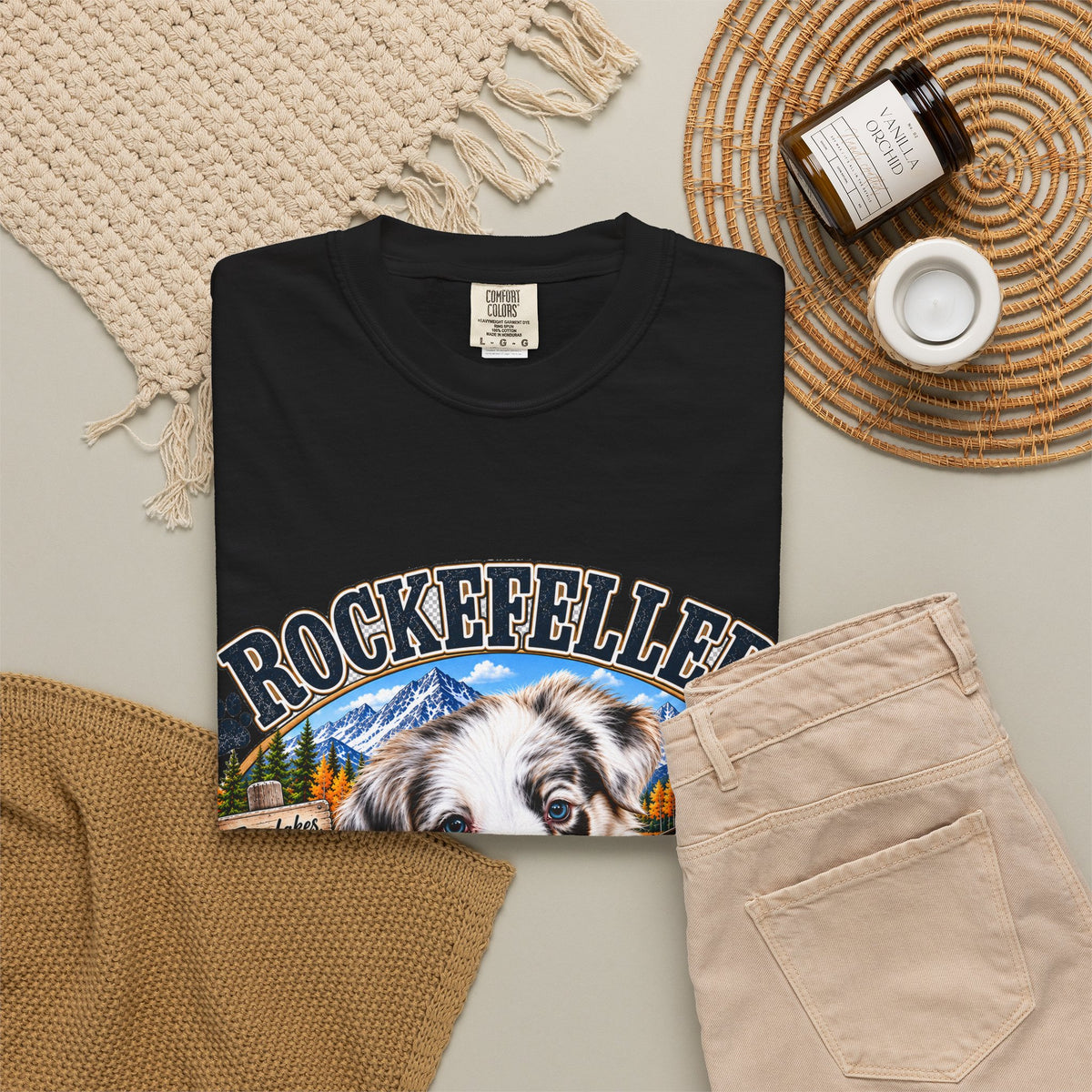 Rockefeller Aussie T-Shirt  Tenderfoot Farm Colorado