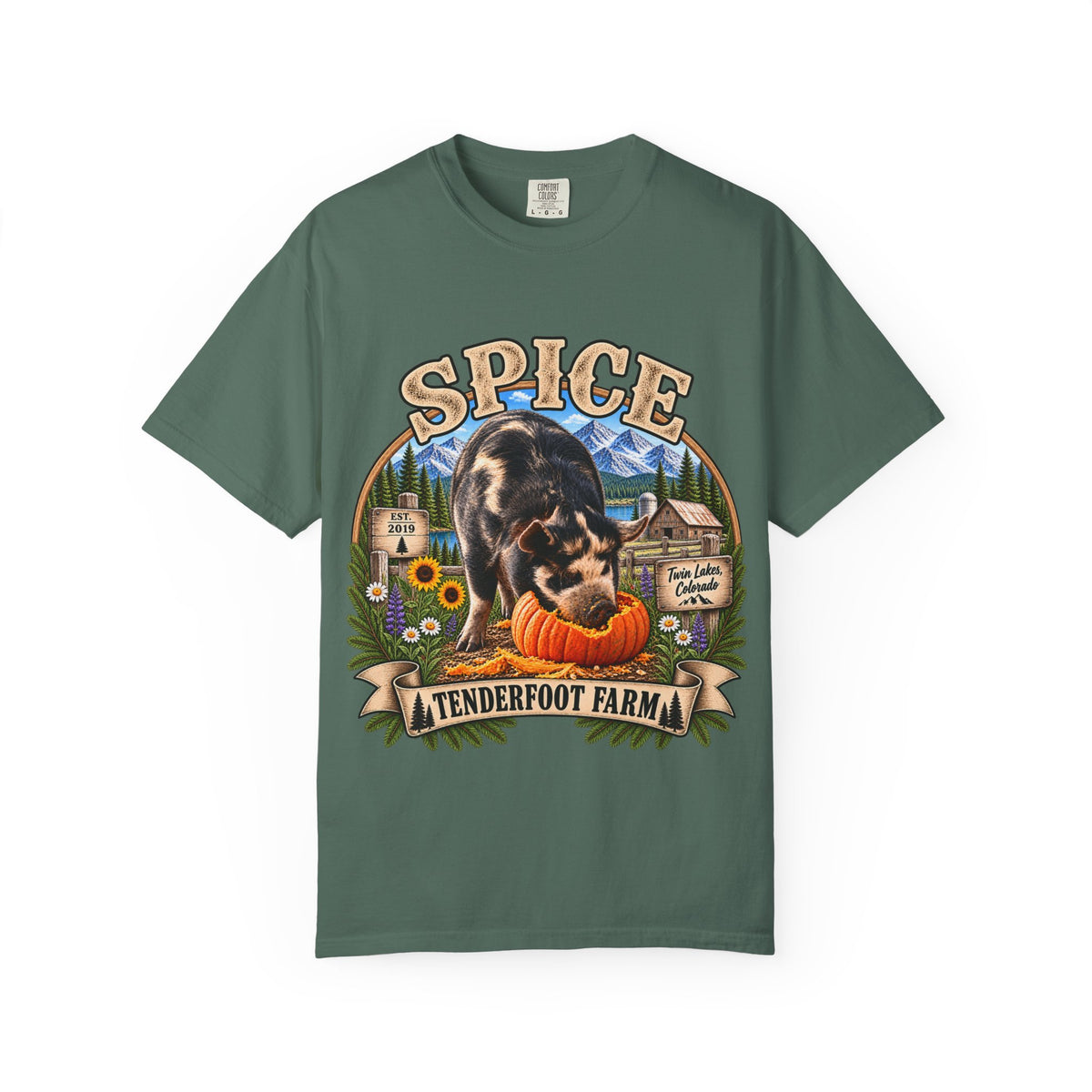 Spice KuneKune T-Shirt  Tenderfoot Farm Colorado
