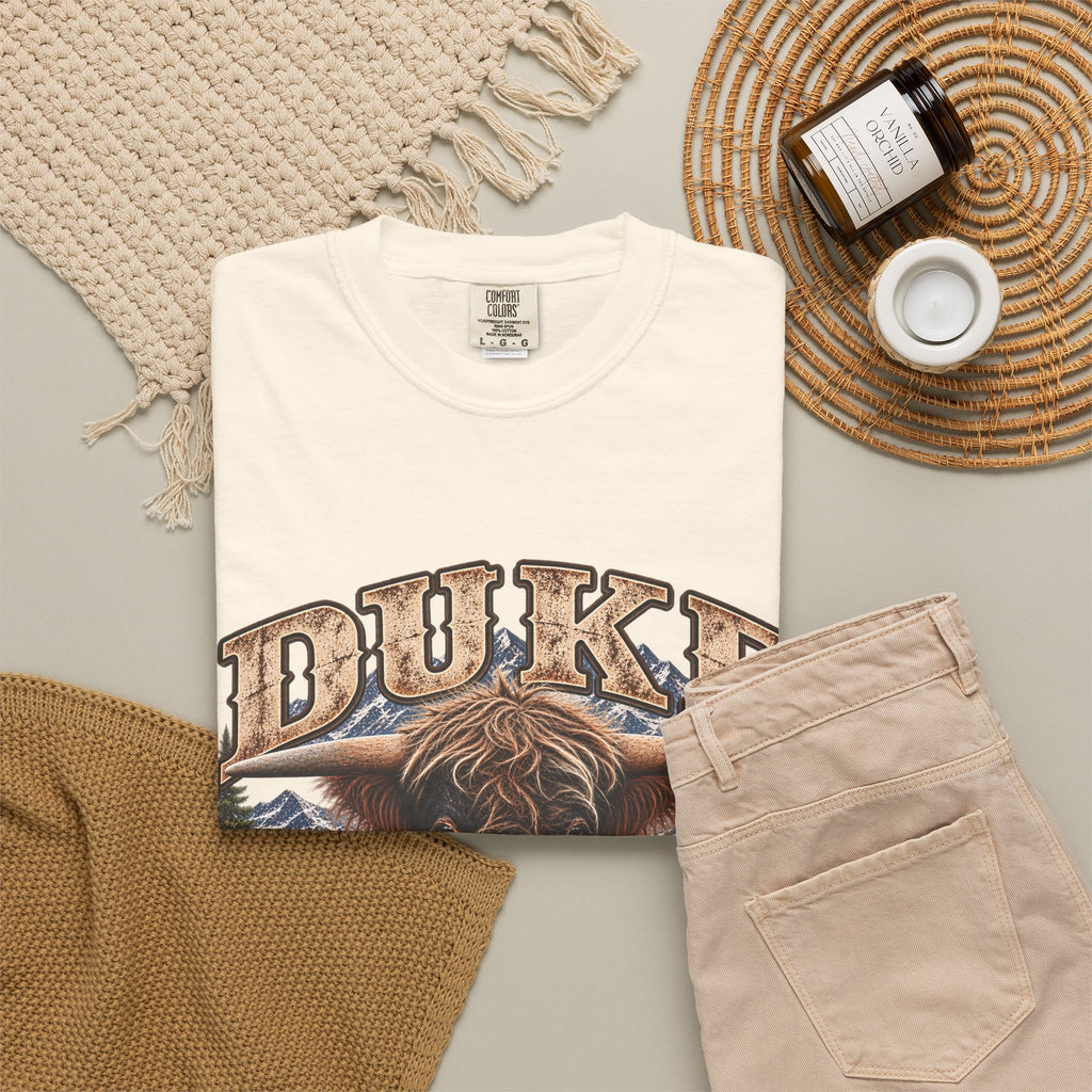 Duke Highland Bull T-Shirt  Tenderfoot Farm Colorado