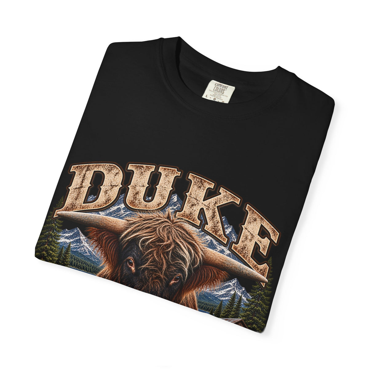 Duke Highland Bull T-Shirt  Tenderfoot Farm Colorado