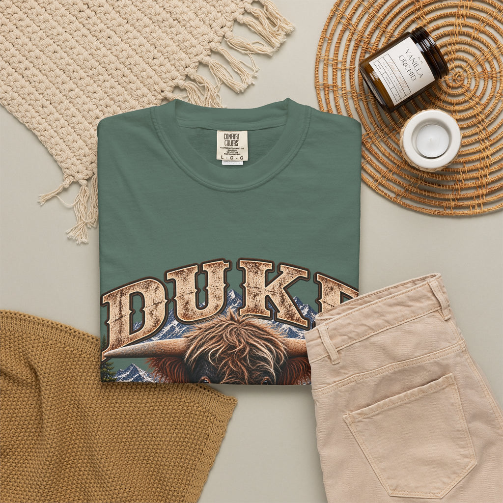 Duke Highland Bull T-Shirt  Tenderfoot Farm Colorado