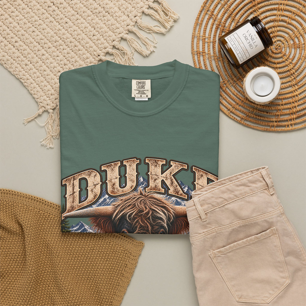 Duke Highland Bull T-Shirt  Tenderfoot Farm Colorado