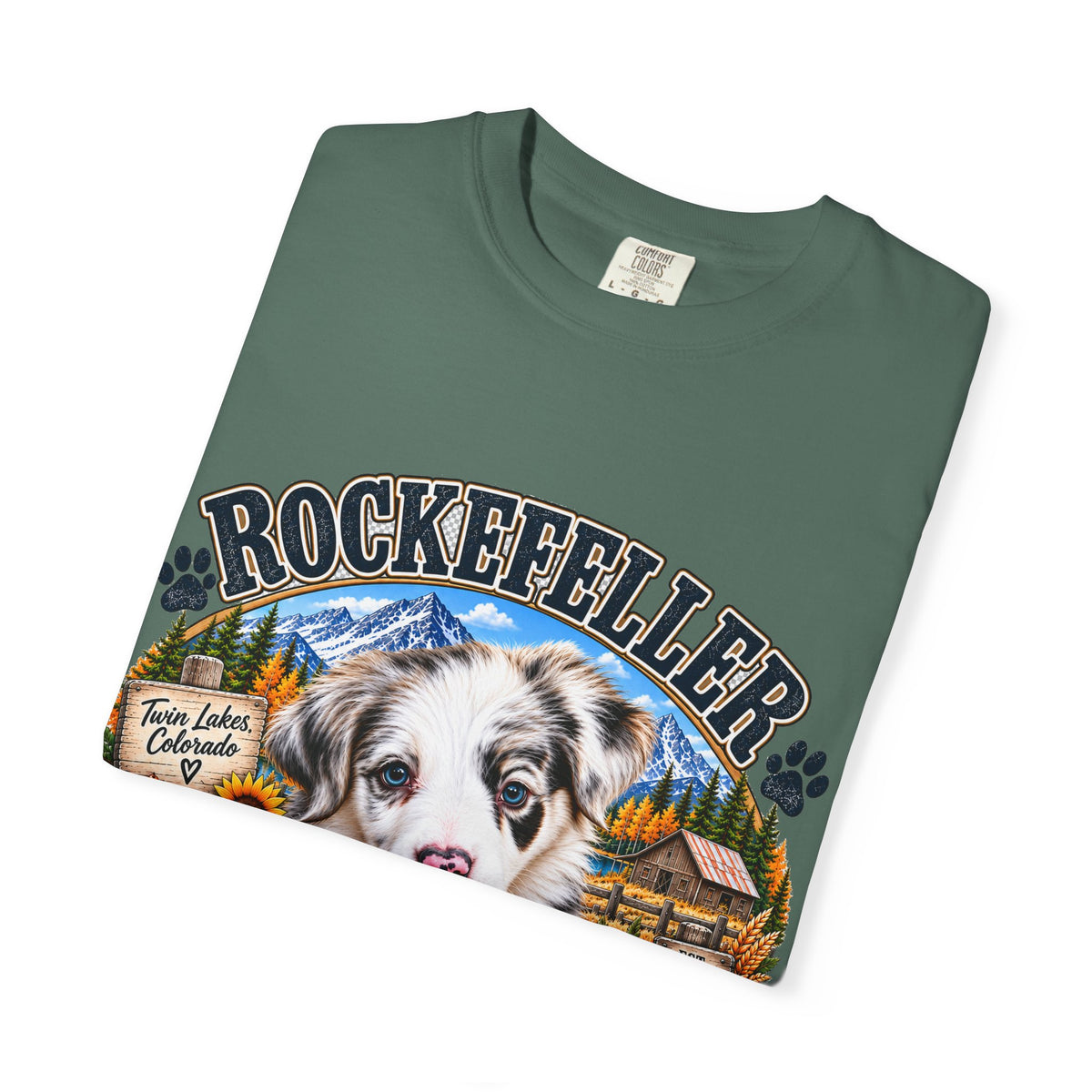 Rockefeller Aussie T-Shirt  Tenderfoot Farm Colorado