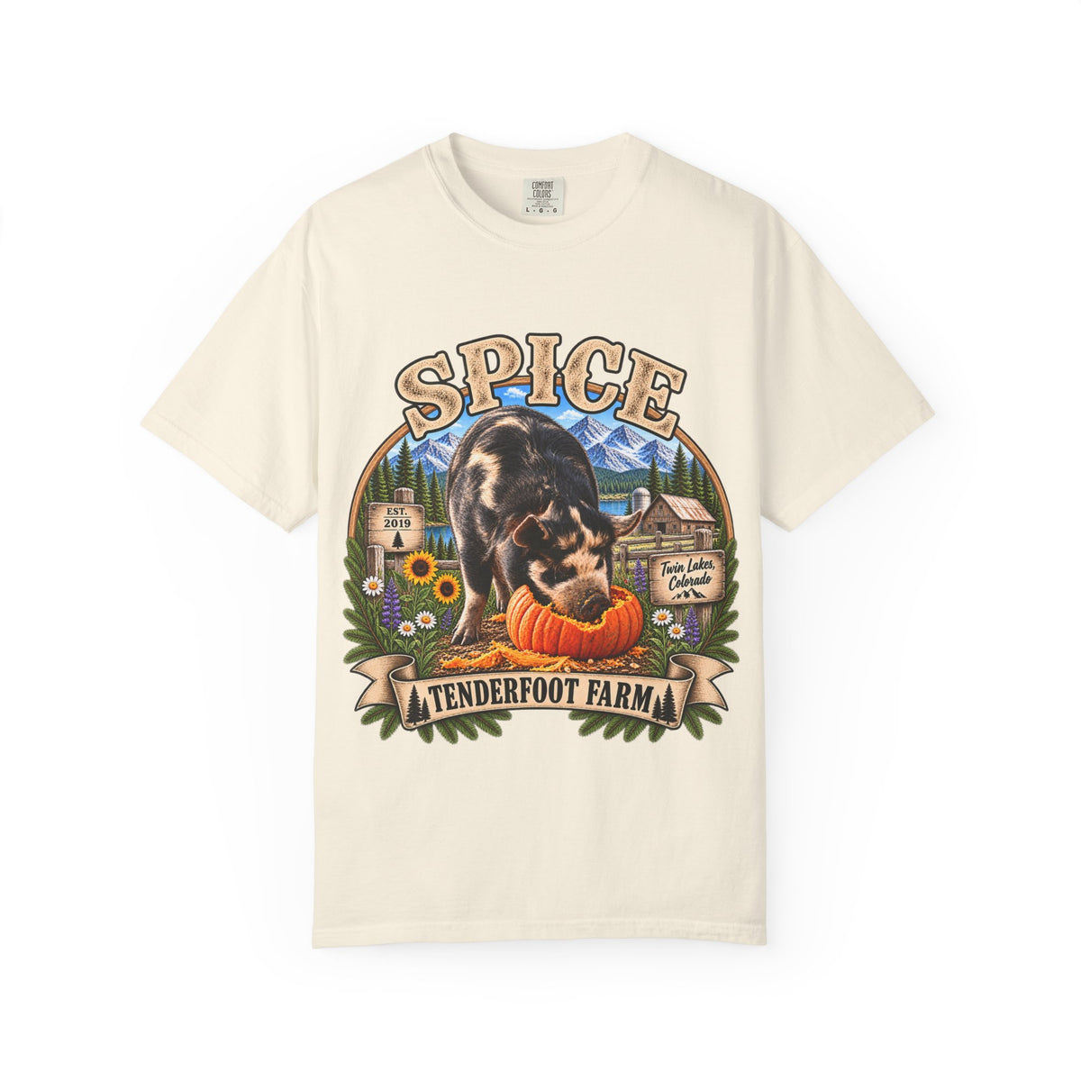 Spice KuneKune T-Shirt  Tenderfoot Farm Colorado
