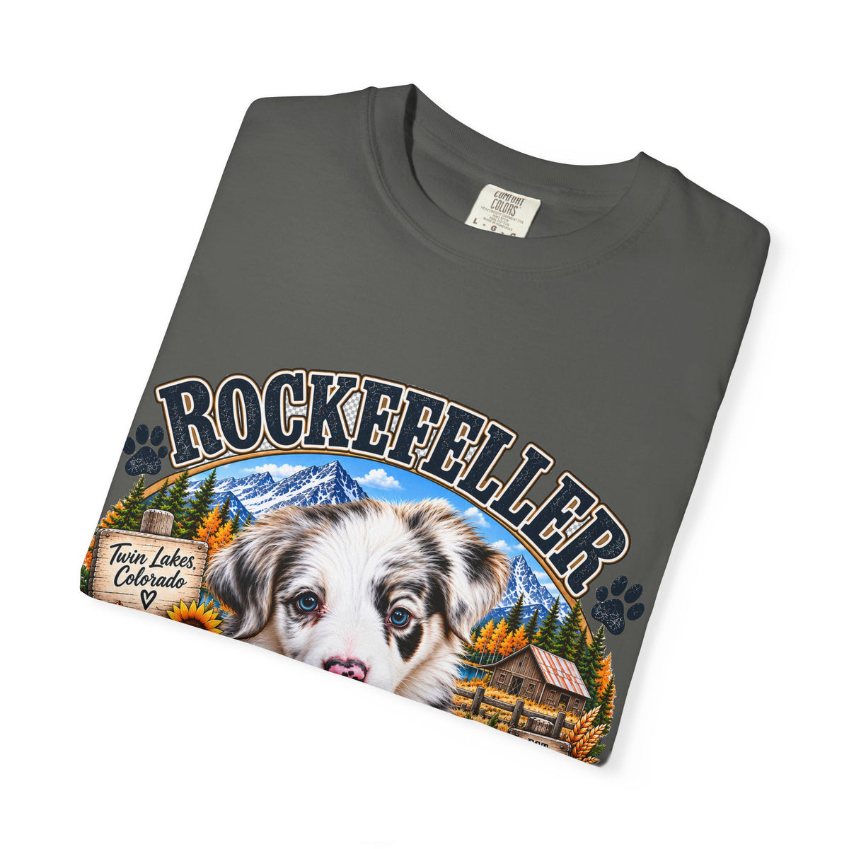 Rockefeller Aussie T-Shirt  Tenderfoot Farm Colorado