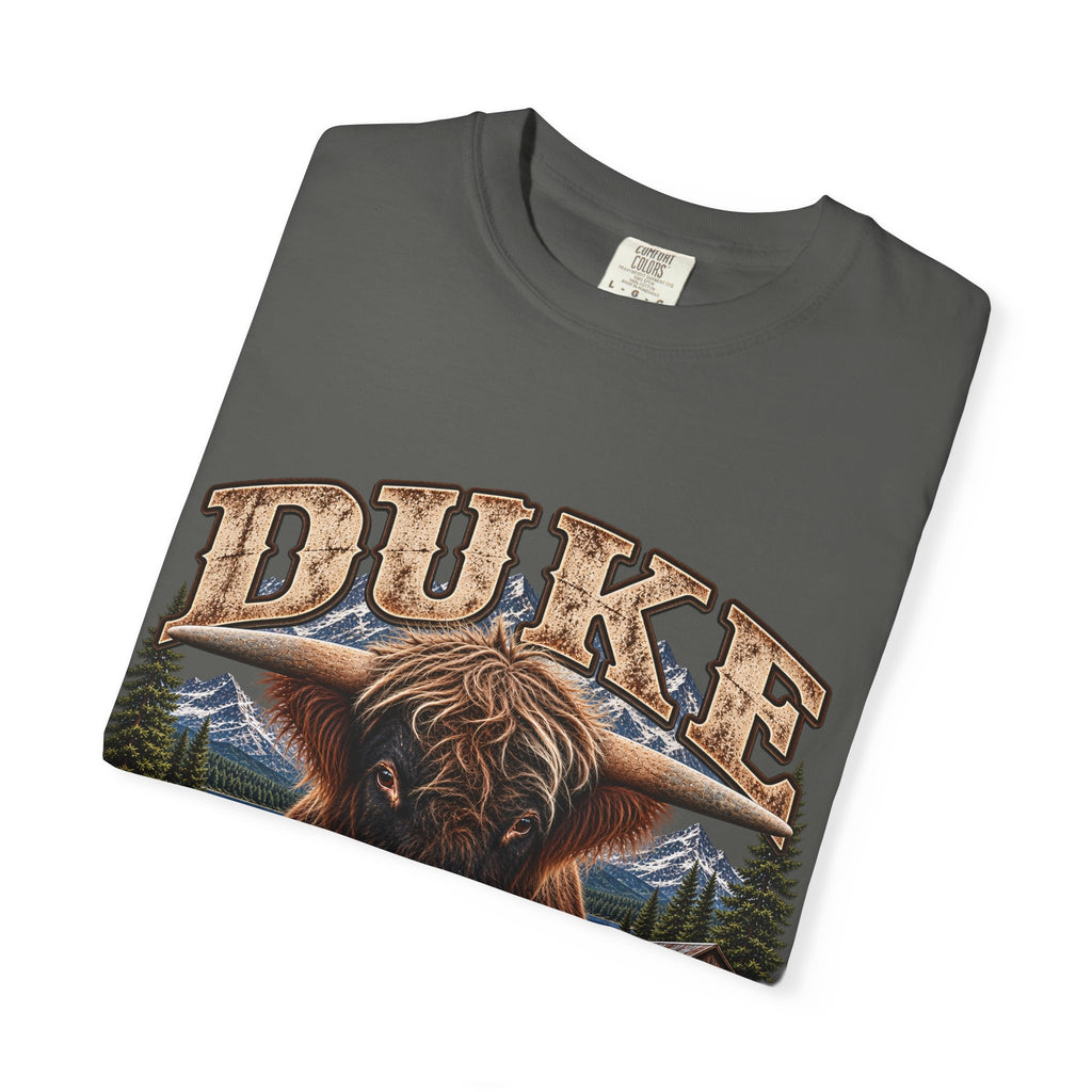 Duke Highland Bull T-Shirt  Tenderfoot Farm Colorado