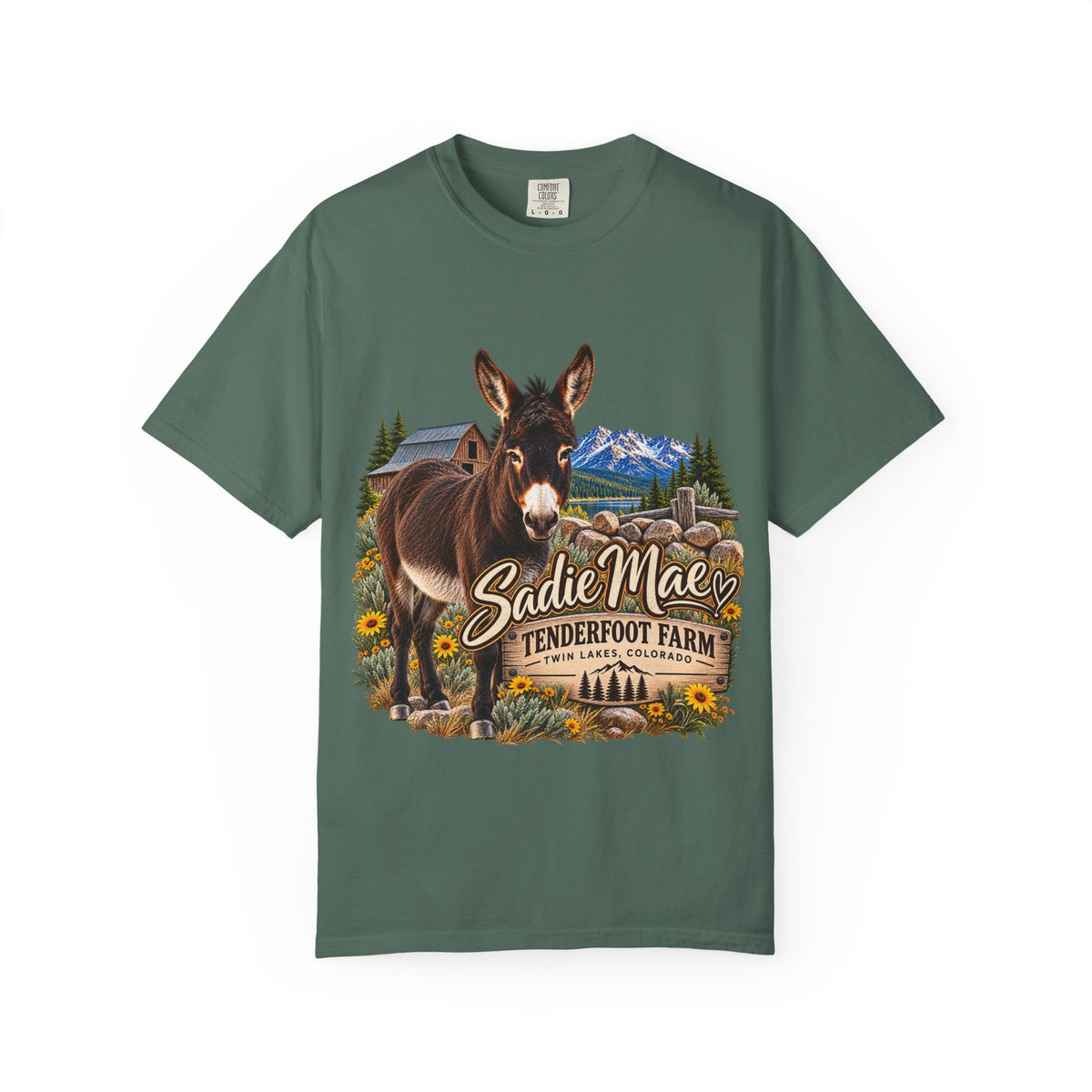 Sadie Mae Donkey T-Shirt  Tenderfoot Farm Colorado