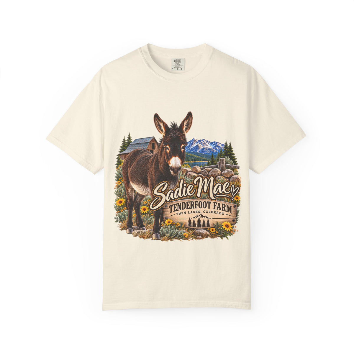 Sadie Mae Donkey T-Shirt  Tenderfoot Farm Colorado